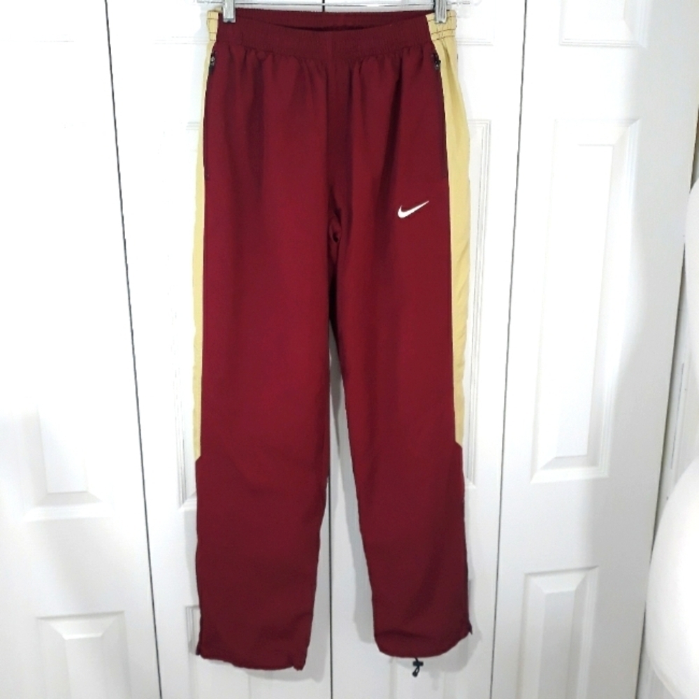 Nike Red and Yellow Joggers with Elastic Waistband Unisex Lined Pants Medium